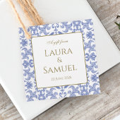 ヴィンテージスタイルダスティブルーパターン（の模様が）ある フェイバータグ