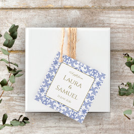 ヴィンテージスタイルダスティブルーパターン（の模様が）ある フェイバータグ