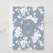 ヴィンテージスタイルダスティブルーブルー金ゴールドホワイト結婚フローラ 招待状 (裏面)