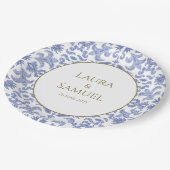 ヴィンテージスタイルダスティーパターン（の模様が）あるブ結婚ルー ペーパープレート (アングル)