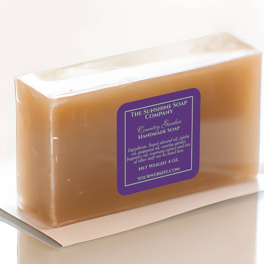 ヴィンテージスタイルダークパープルグリーン石鹸 スクエアシール