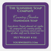 ヴィンテージスタイルダークパープルグリーン石鹸 スクエアシール (正面)