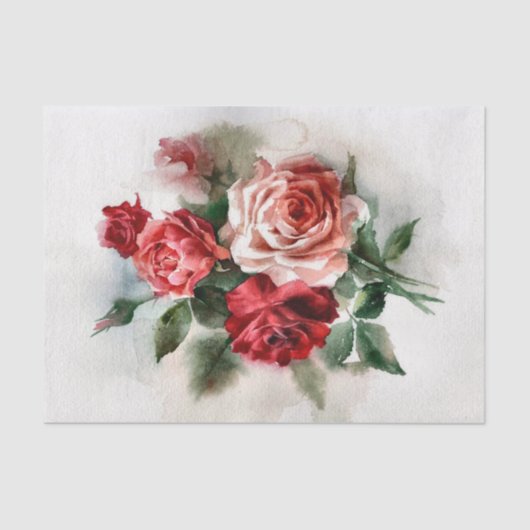 ヴィンテージスタイルダークライトレッド&ピンクローズ 薄葉紙 (正面)