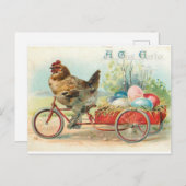 ヴィンテージスタイルチキンとイースターエッグ ポストカード (正面/裏面)