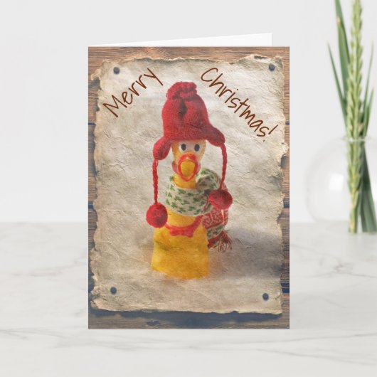 ヴィンテージスタイルチキンクリスマスカード！ シーズンカード (正面)