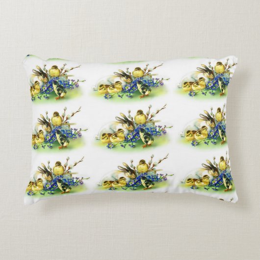 ヴィンテージスタイルチックス&バニーイースターピロー アクセントクッション (正面)