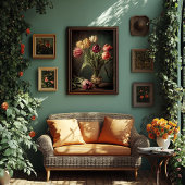 ヴィンテージスタイルチューリップフローラアート ポスター