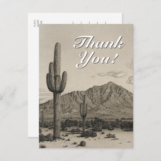 ヴィンテージスタイルデザートシーン+ "ありがとう"ポストカード ポストカード (正面/裏面)