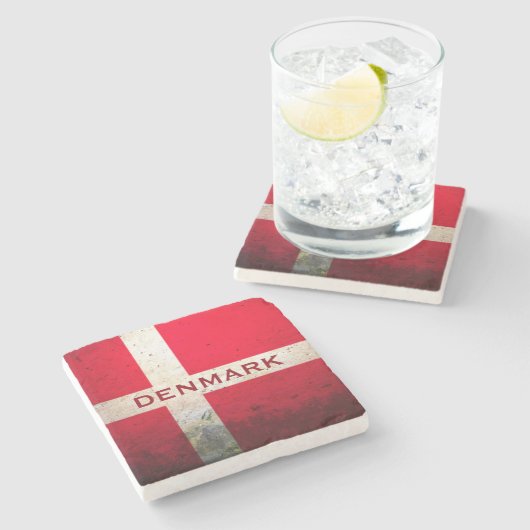 ヴィンテージスタイルデンマーク国旗のコースター！ ストーンコースター (横)