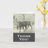 ヴィンテージスタイルトナカイ「ありがとう!」 カード (黄色い花)