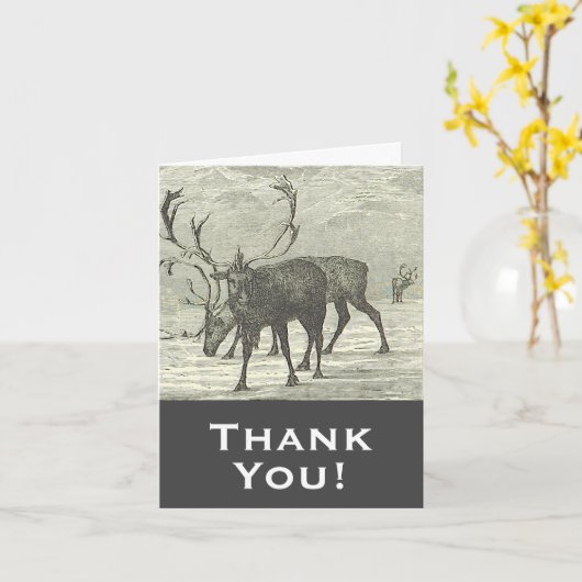 ヴィンテージスタイルトナカイ「ありがとう!」 カード (黄色い花)