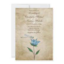 ヴィンテージスタイルトンボとブルーフラワー結婚ズ