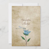 ヴィンテージスタイルトンボとブルーフラワー結婚ズ 招待状 (裏面)