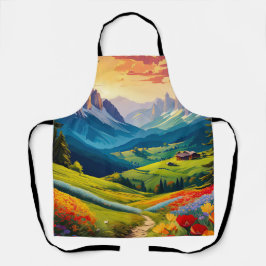 ヴィンテージスタイルドロミテスイタリアアート エプロン