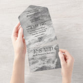 ヴィンテージスタイルナイアガラ秋白黒QRコード オールインワン招待状 (貼ってはがせる)