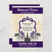 ヴィンテージスタイルニューオリンズ結婚イベントパープル 招待状 (正面/裏面)