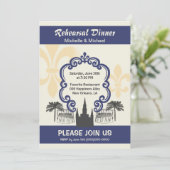 ヴィンテージスタイルニューオーリンズ結婚イベントブルー 招待状 (スタンド正面)