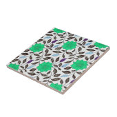 ヴィンテージスタイルネオミント中国ポピーフローラルパターン タイル (側面)