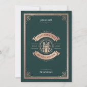 ヴィンテージスタイルハエレガントンターグリーンクリスマスパーティー 招待状 (正面)