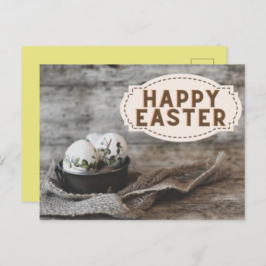 ヴィンテージスタイルハッピーイースターはがき ポストカード (正面/裏面)