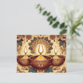 ヴィンテージスタイルハッピーディワリディヤフェスティバルオブライト シーズンポストカード (スタンド正面)