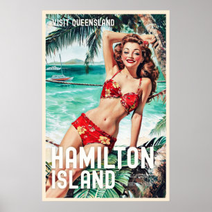 ヴィンテージスタイルハミルトン島旅行ポスター ポスター