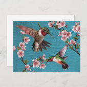 ヴィンテージスタイルハミングバ絵画ードハガキ ポストカード (正面/裏面)