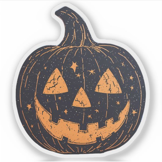ヴィンテージスタイルハロウィンカボチャ シール (正面)
