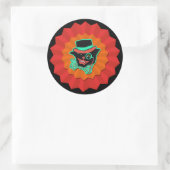 ヴィンテージスタイルハロウィーン猫in帽子かわいい ラウンドシール (バッグ)