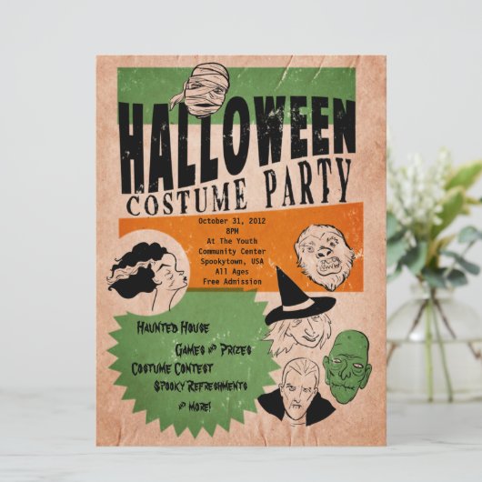 ヴィンテージスタイルハロウィーン衣装パーティー招待状 招待状 (スタンド正面)