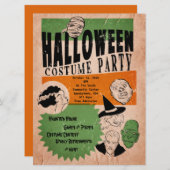 ヴィンテージスタイルハロウィーン衣装パーティー招待状 招待状 (正面/裏面)