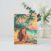 ヴィンテージスタイルハワイアントラベルアロハから ポストカード (スタンド正面)