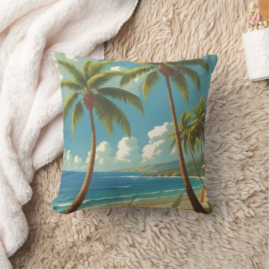 ヴィンテージスタイルハワイアントラベルアロハfromハワイ クッション (ブランケット)