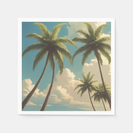 ヴィンテージスタイルハワイアントラベルアロハfromハワイ スタンダードカクテルナプキン (正面)