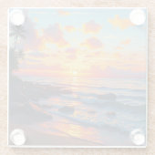 ヴィンテージスタイルハワイアントラベルコーストシーサンセット ガラスコースター (裏面)