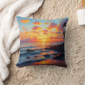 ヴィンテージスタイルハワイアントラベルコーストシーサンセット クッション (ブランケット)