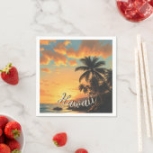 ヴィンテージスタイルハワイアントラベルコーストシーサンセット スタンダードカクテルナプキン (インサイチュ)