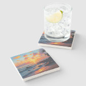 ヴィンテージスタイルハワイアントラベルコーストシーサンセット ストーンコースター (横)