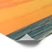 ヴィンテージスタイルハワイアントラベルコーストシーサンセット ポスター (角)