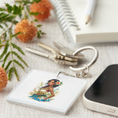 ヴィンテージスタイルハワイアントラベルホノルルフラガール キーホルダー (正面右)