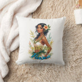 ヴィンテージスタイルハワイアントラベルホノルルフラガール クッション (ブランケット)