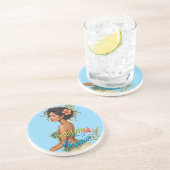 ヴィンテージスタイルハワイアントラベルホノルルフラガール コースター (側面)