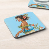 ヴィンテージスタイルハワイアントラベルホノルルフラガール コースター (左側)