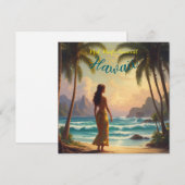 ヴィンテージスタイルハワイアントラベルホノルルフラガール シーズンカード (正面/裏面)