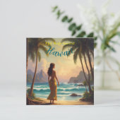 ヴィンテージスタイルハワイアントラベルホノルルフラガール シーズンカード (スタンド正面)