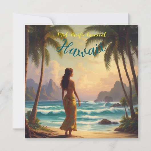 ヴィンテージスタイルハワイアントラベルホノルルフラガール シーズンカード (正面)