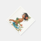 ヴィンテージスタイルハワイアントラベルホノルルフラガール スタンダードカクテルナプキン (角)