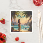 ヴィンテージスタイルハワイアントラベルホノルルフラガール スタンダードカクテルナプキン (インサイチュ)