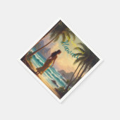 ヴィンテージスタイルハワイアントラベルホノルルフラガール スタンダードカクテルナプキン (角)