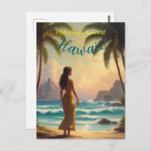 ヴィンテージスタイルハワイアントラベルホノルルフラガール ポストカード (正面/裏面)